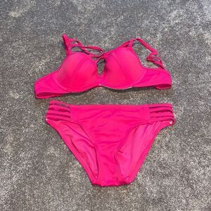 Urban Sea Magenta Bikini Set Strappy Cage Front Push Up Top Cheeky Bottom SIZE S